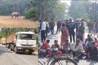 सिमडेगा में जंगली हाथियों से परेशान लोगों का फूटा गुस्सा, NH-143 को किया जाम