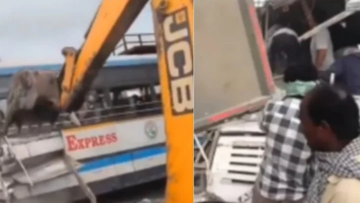 तेलंगाना में बड़ा सड़क हादसा; RTC बस और डंपर के बीच जोरदार टक्कर, 24 लोगों की मौत 1 telangna bus accident