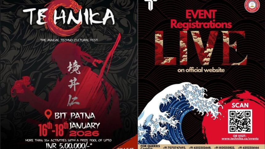 BIT पटना में बड़े सितारों की चमक के साथ टेक्नोलॉजी और टैलेंट का महासंगम — टेक्निका 2026 1 BIT पटना में बड़े सितारों की चमक के साथ टेक्नोलॉजी और टैलेंट का महासंगम — टेक्निका 2026