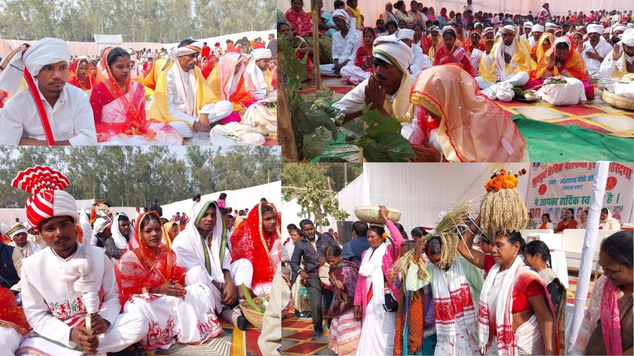लोहरदगा में लिव-इन रिलेशनशिप में रहने वाले 116 जोड़ियों का हुआ सामूहिक विवाह, मिली सामाजिक मान्यता
