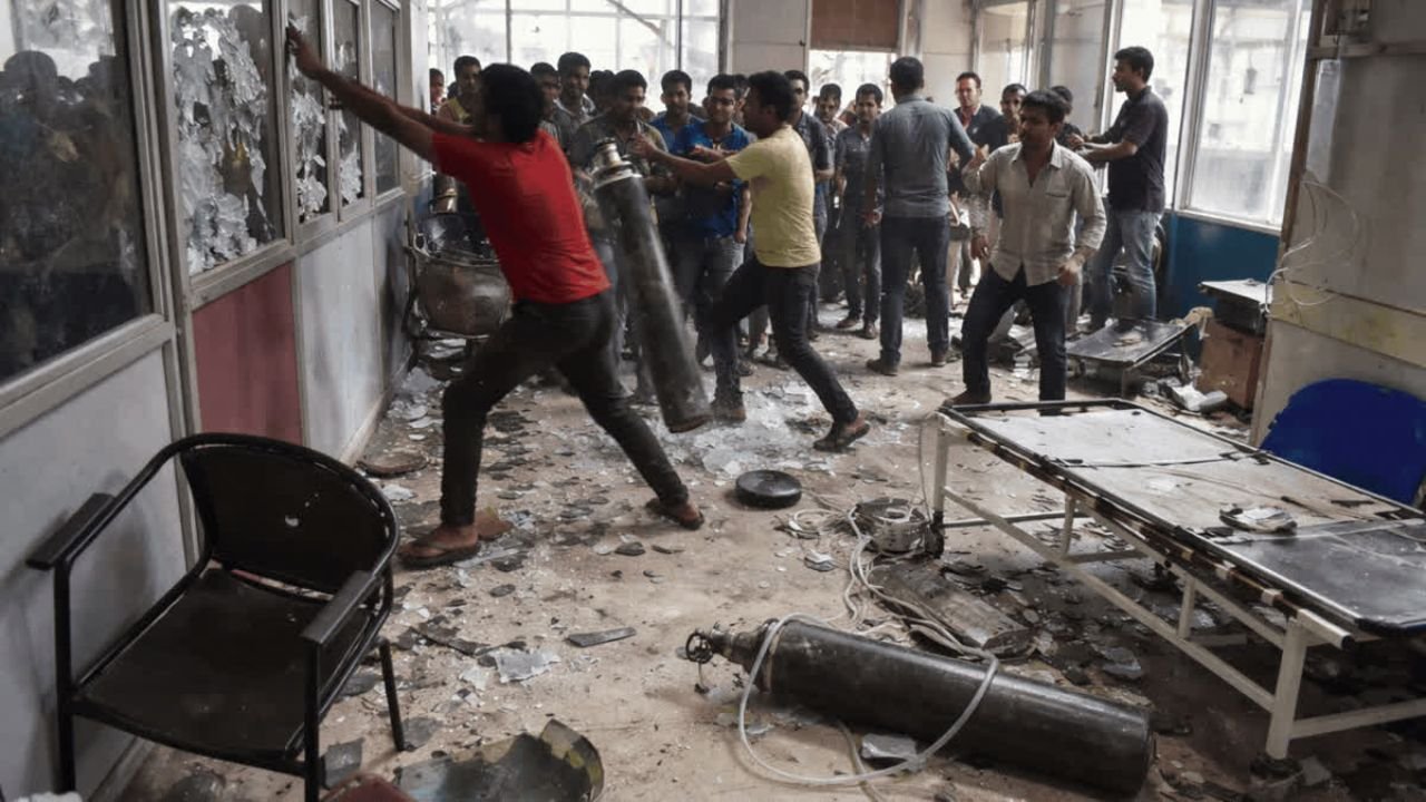 सड़क हादसे में छात्रा की मौत के बाद गिरिडीह में बवाल, पोस्टमार्टम नहीं होने पर ट्रामा सेंटर में तोड़फोड़