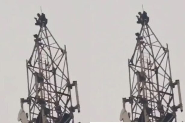 बोकारो के बसंती मोड़ पर 150 फुट ऊंचे टावर पर चढ़ा युवक, प्रेमिका से शादी करने को लेकर किया हाई वोल्टेज ड्रामा