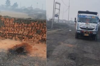 हजारीबाग के केरेडारी में रातोंरात सड़क पर खड़ी कर दी दीवार, ट्रांसपोर्टिंग मार्ग पर यातायात ठप