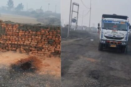 हजारीबाग के केरेडारी में रातोंरात सड़क पर खड़ी कर दी दीवार, ट्रांसपोर्टिंग मार्ग पर यातायात ठप