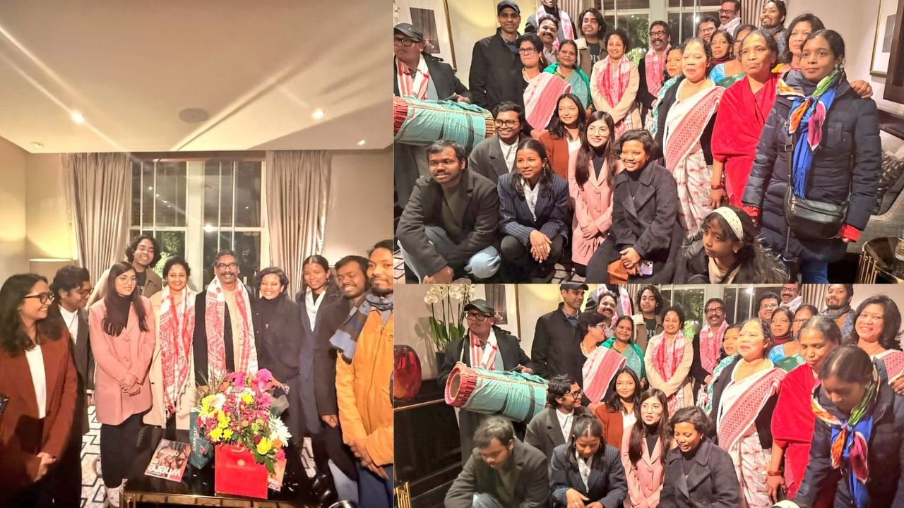लंदन पहुंचने पर हेमंत सोरेन का हुआ शानदार स्वागत, कल्पना सोरेन के साथ लिया झारखंड संगीत का मजा