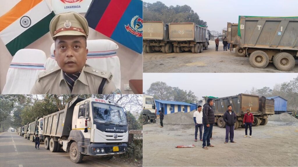 लोहरदगा में अवैध बालू कारोबार के खिलाफ बड़ी कार्रवाई, SP के आदेश पर BTIPL प्लांट में छापेमारी, 6 हाइवा जब्त