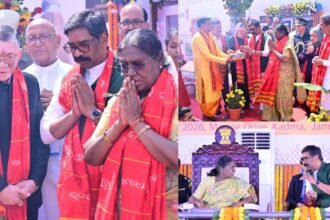 राष्ट्रपति द्रौपदी मुर्मू जमशेदपुर में जगन्नाथ मंदिर के भूमि पूजन में हुई शामिल, राज्यपाल संतोष गंगवार और मुख्यमंत्री हेमंत सोरेन भी रहे मौजूद