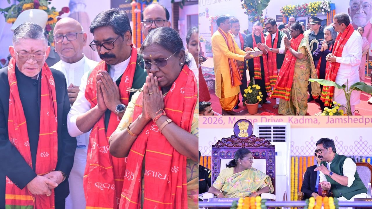 राष्ट्रपति द्रौपदी मुर्मू जमशेदपुर में जगन्नाथ मंदिर के भूमि पूजन में हुई शामिल, राज्यपाल संतोष गंगवार और मुख्यमंत्री हेमंत सोरेन भी रहे मौजूद