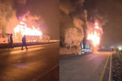 जमशेदपुर से भुवनेश्वर जा रही स्लीपर बस में लगी आग, 32 यात्री थे सवार