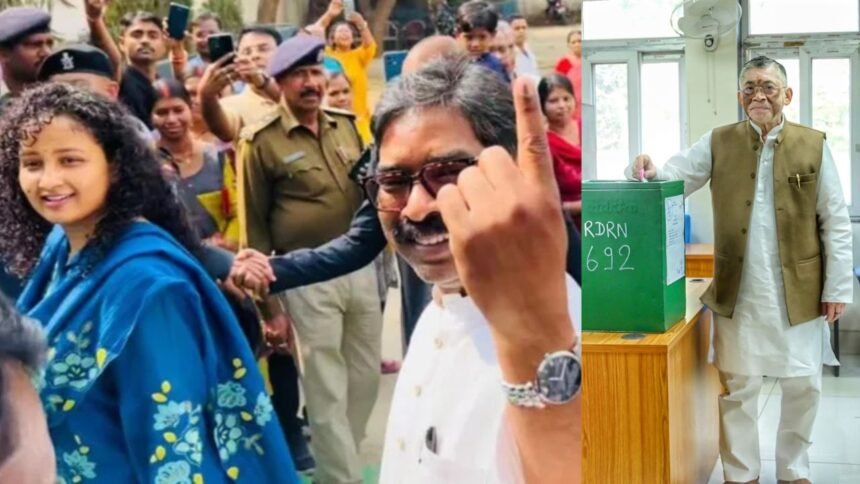 झारखंड नगर निकाय चुनाव में राज्यपाल संतोष गंगवार और मुख्यमंत्री हेमंत सोरेन ने की वोटिंग, कई बूथों पर आई गड़बड़ी की शिकायत 1 hemant santosh gagwar voting
