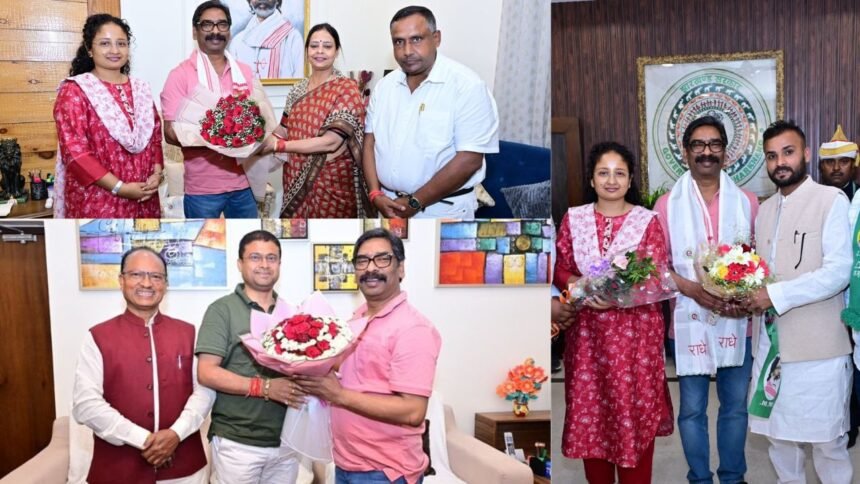 नगर निकाय चुनाव में जीत के बाद विजय उम्मीदवारों ने मुख्यमंत्री हेमंत सोरेन से की मुलाकात, सुधा गुप्ता को कल्पना ने हाथ से खिलाई मिठाई