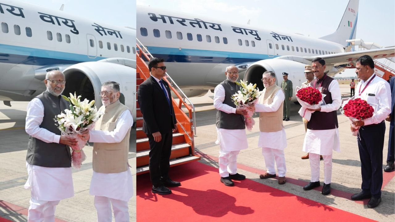 उपराष्ट्रपति सीपी राधाकृष्णन IIM के दीक्षांत समारोह में शामिल होने पहुंचे रांची, राज्यपाल संतोष गंगवार ने एयरपोर्ट पर किया स्वागत