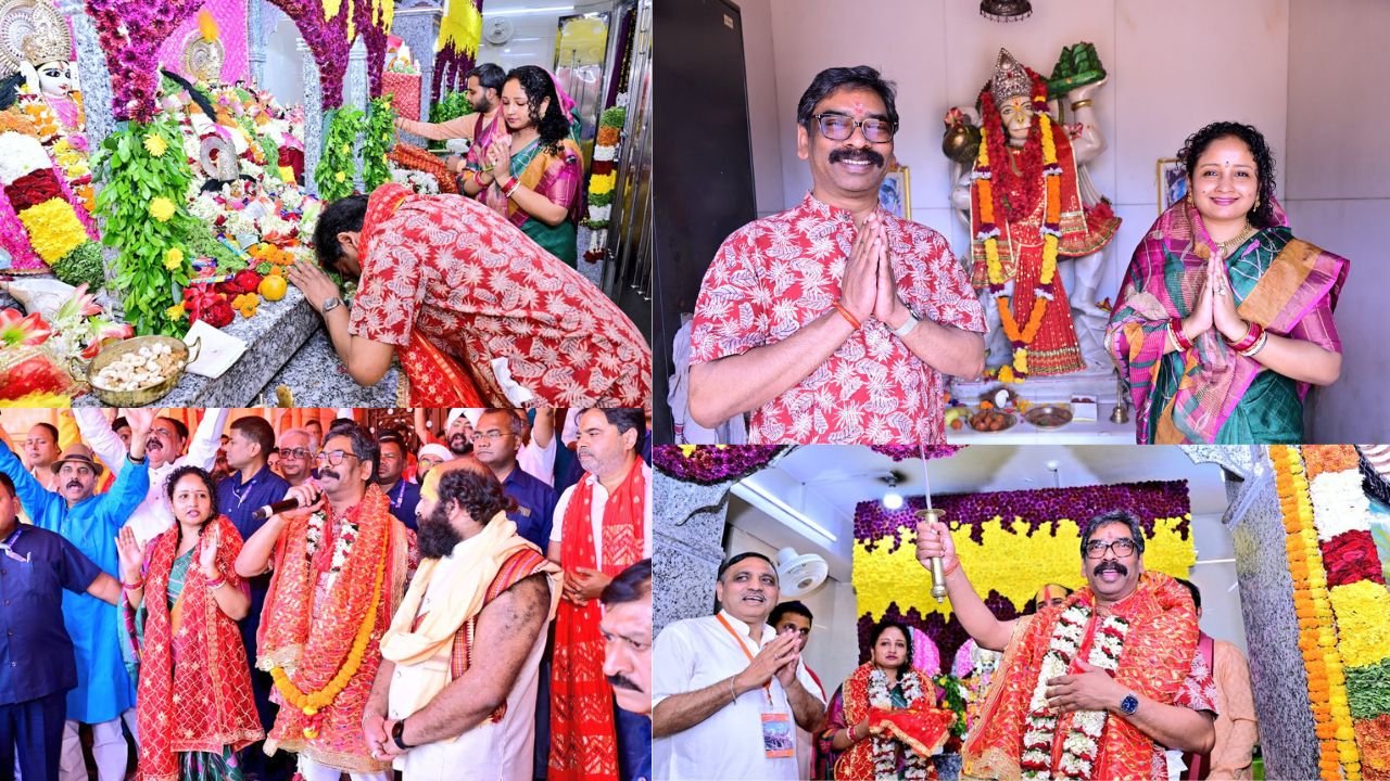 रामनवमी पर मुख्यमंत्री हेमंत सोरेन पत्नी कल्पना सोरेन के साथ पहुंचे तपोवन मंदिर, राज्यवासियों के सुख, शांति और समृद्धि की कामना की