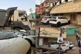 लोहरदगा में तेज रफ्तार हाइवा ने बिजली के खंभे को मारी तेज टक्कर, पोल घर पर गिरा, दो महंगी कारें और मकान क्षतिग्रस्त, बाल-बाल बचे लोग