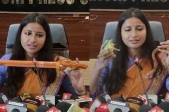 अंबा प्रसाद ने JMM प्रवक्ता की तुलना मेंढ़क से कर दी, प्रेस कांफेंस में सांप वाले बयान के जवाब में बीन लेकर पहुंची