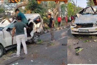 लोहरदगा में रफ्तार का कहर, SP आवास के पास कार डिवाइडर पर चढ़ी, एक की मौत, चार घायल