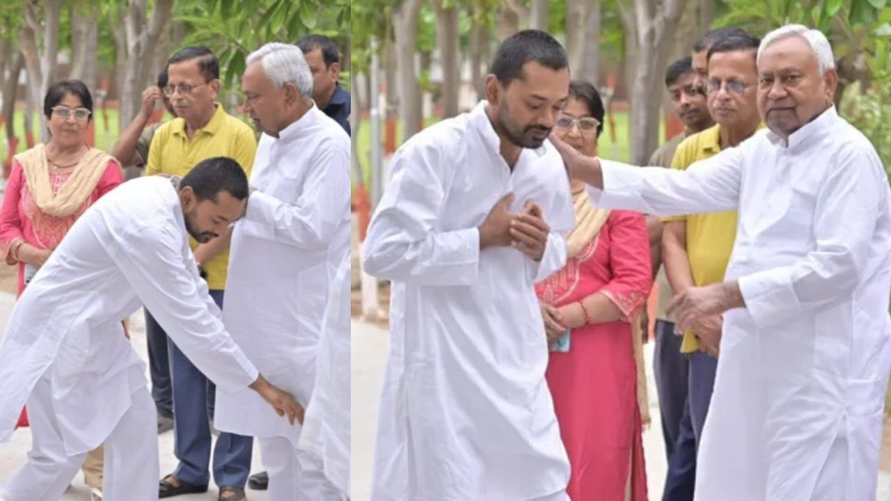 निशांत कुमार पिता नीतीश कुमार से आशीर्वाद लेकर अपने पहले राजनीतिक यात्रा पर निकले, सद्भावना यात्रा चंपारण से हुई शुरू
