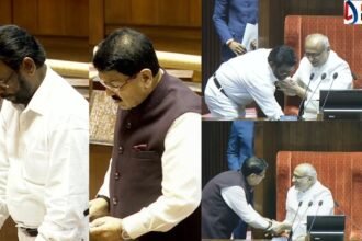 Baidyanath Ram and Parimal Nathwani took the oath as Rajya Sabha MPs; the JMM MP sought blessings by touching the Vice President's feet.