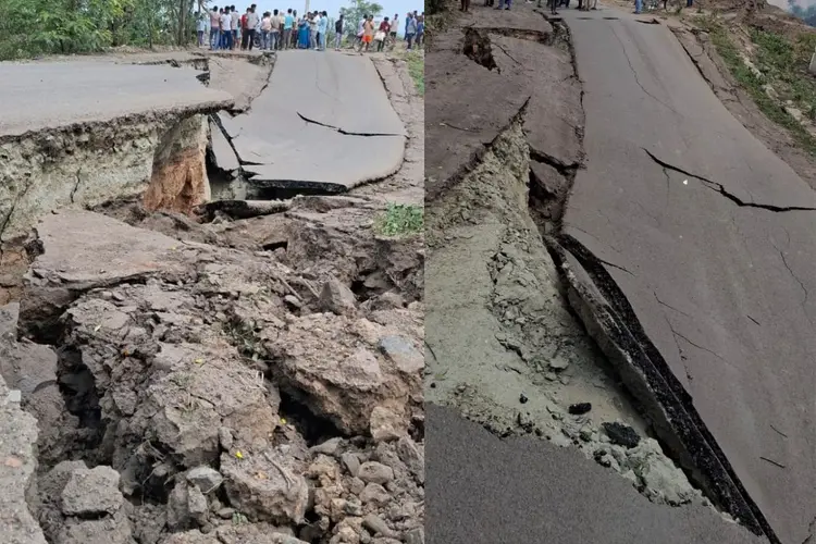 धनबाद के निरसा में जोरदार आवाज के साथ सड़क हो गई जमींदोज, 30 गांवों का संपर्क कटा