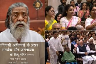 शिबू सोरेन को पद्म भूषण सम्मान, राष्ट्रपति द्रौपर्दी मुर्मू ने रूपी सोरेन को दिया सम्मान, कल्पना सोरेन भी रही मौजूद