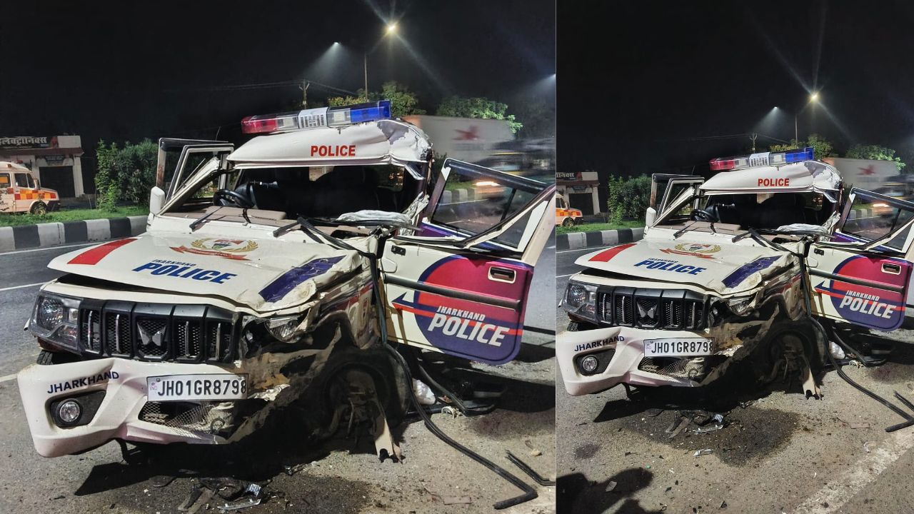धनबाद के बरवाअड्डा थाना क्षेत्र में भीषण सड़क दुर्घटना, झारखंड पुलिस के एक जवान की मौत, तीन जवान घायल