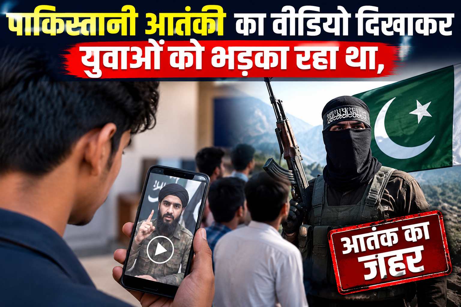 पाकिस्तानी आतंकी का वीडियो दिखाकर युवाओं को भड़का रहा था, छह पकड़े गए