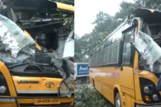 रांची में स्कूल की बस पर गिरा पेड़, बाल-बाल बची बच्चों की जान