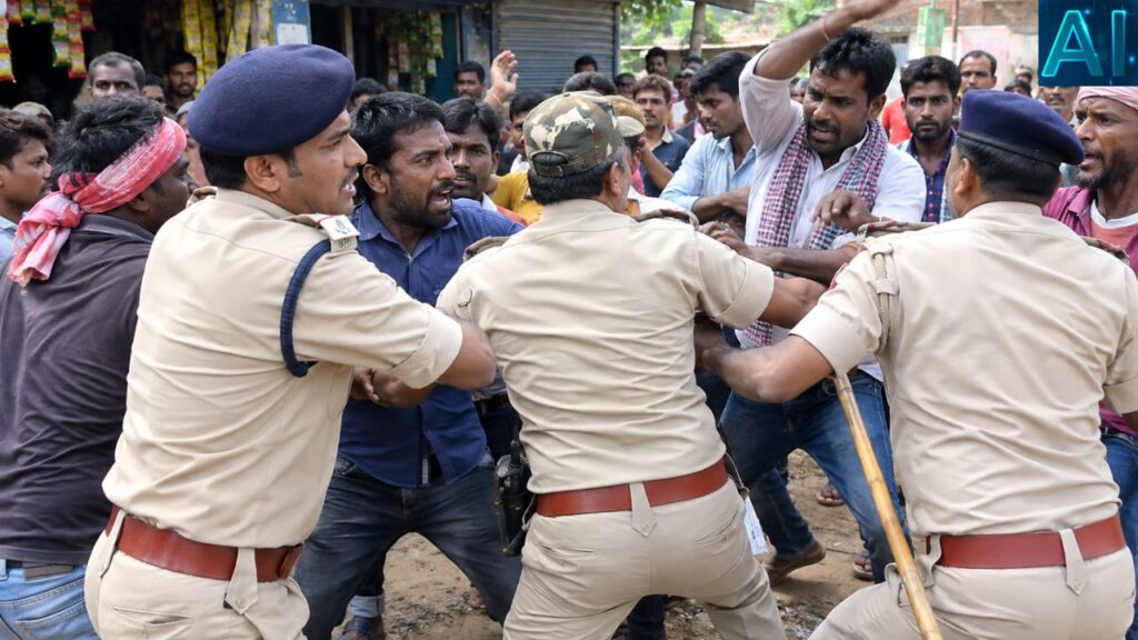 लोहरदगा के कैरो में किराना दुकान की चोरी की जांच में गई पुलिस के साथ ग्रामीण भिड़े, गाली-ग्लौज, हाथापाई की हुई घटना