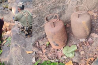 गढ़वा के बूढ़ा पहाड़ की तलहटी में जंगल से मिले गैस सिलेंडर, सीआरपीएफ और पुलिस की संयुक्त छापेमारी में हुआ बरामद